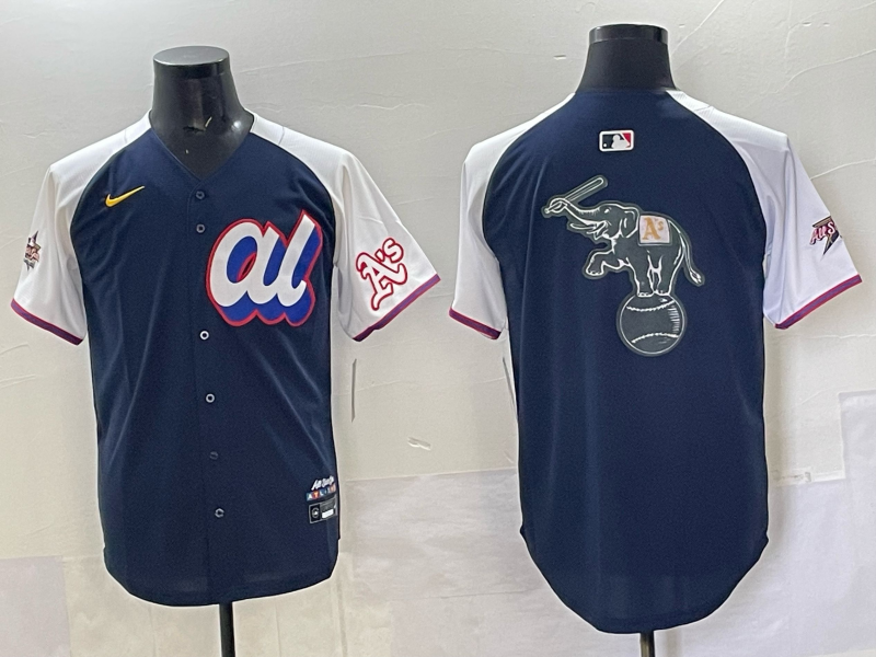 Men 2025 Oakland Athletics blank Blue All star Nike MLB Jersey 005->oakland athletics->MLB Jersey